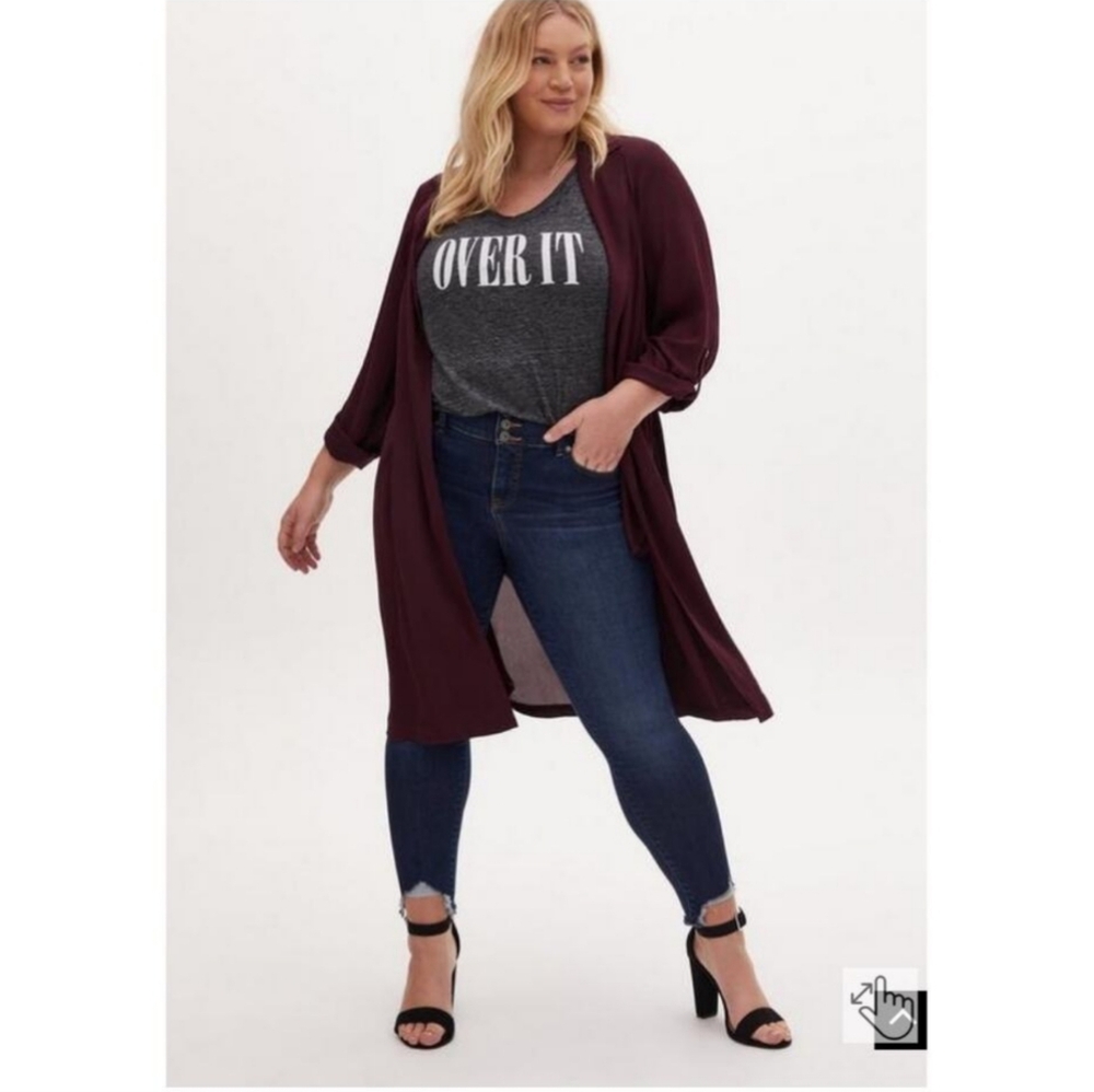 Torrid Georgette burgundy trench nwt